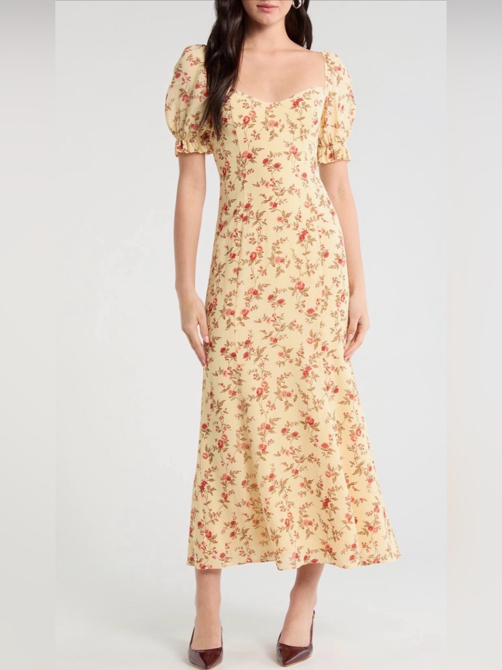 Reformation Gloria floral puff sleeve dress